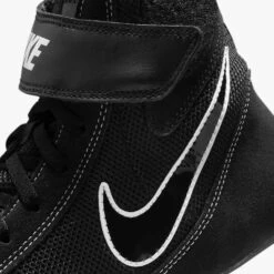 Nike SpeedSweep VII Black and Silver – Professional Breathable Mesh Boxing and Wrestling Shoes -Title Boxing Store 366683 BK WH 9