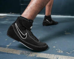 Nike SpeedSweep VII Black and Silver – Professional Breathable Mesh Boxing and Wrestling Shoes -Title Boxing Store 366683BKWH 1
