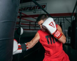 TITLE Boxing All Heart Bag Gloves 2.0 - White/Red/Black Genuine Leather GEL Training Gloves -Title Boxing Store AHABG2WHRD 2