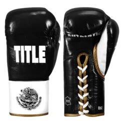 TITLE Boxeo Pro Fight Boxing Gloves -Title Boxing Store BAPFG BK WH GD 1