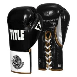 TITLE Boxeo Pro Fight Boxing Gloves -Title Boxing Store BAPFG BK WH GD 2