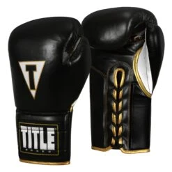 TITLE Boxeo Mexican Leather Lace Training Gloves Quatro -Title Boxing Store BATGL4 BK WH 2