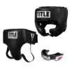 TITLE Boxing Amateur Competition Bundle – Black USA Boxing Headgear with Cheeks, Groin Protector & Gel Mouthguard