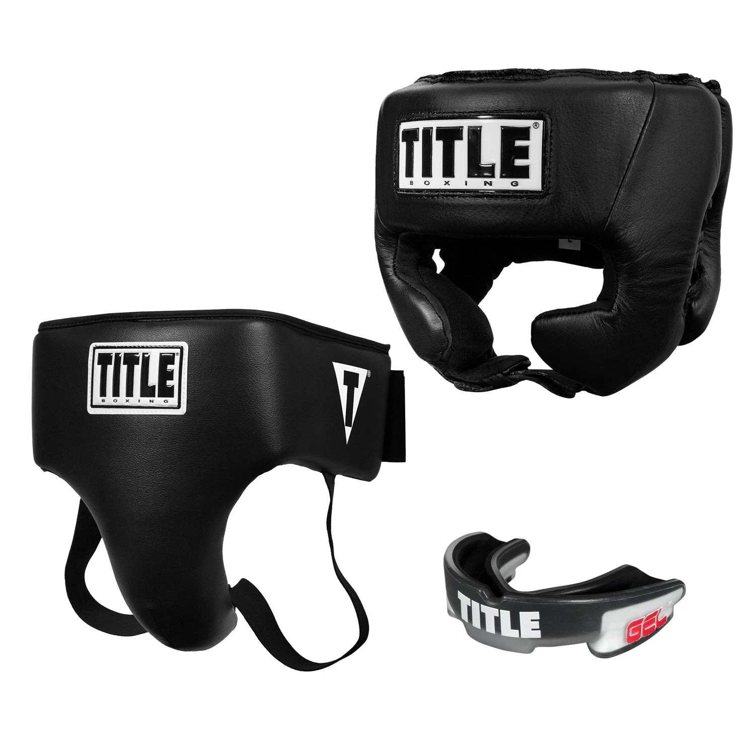 TITLE Boxing Amateur Competition Bundle β Black USA Boxing Headgear with Cheeks, Groin Protector & Gel Mouthguard 1 TITLE Boxing Amateur Competition Bundle β Black USA Boxing Headgear with Cheeks, Groin Protector & Gel Mouthguard