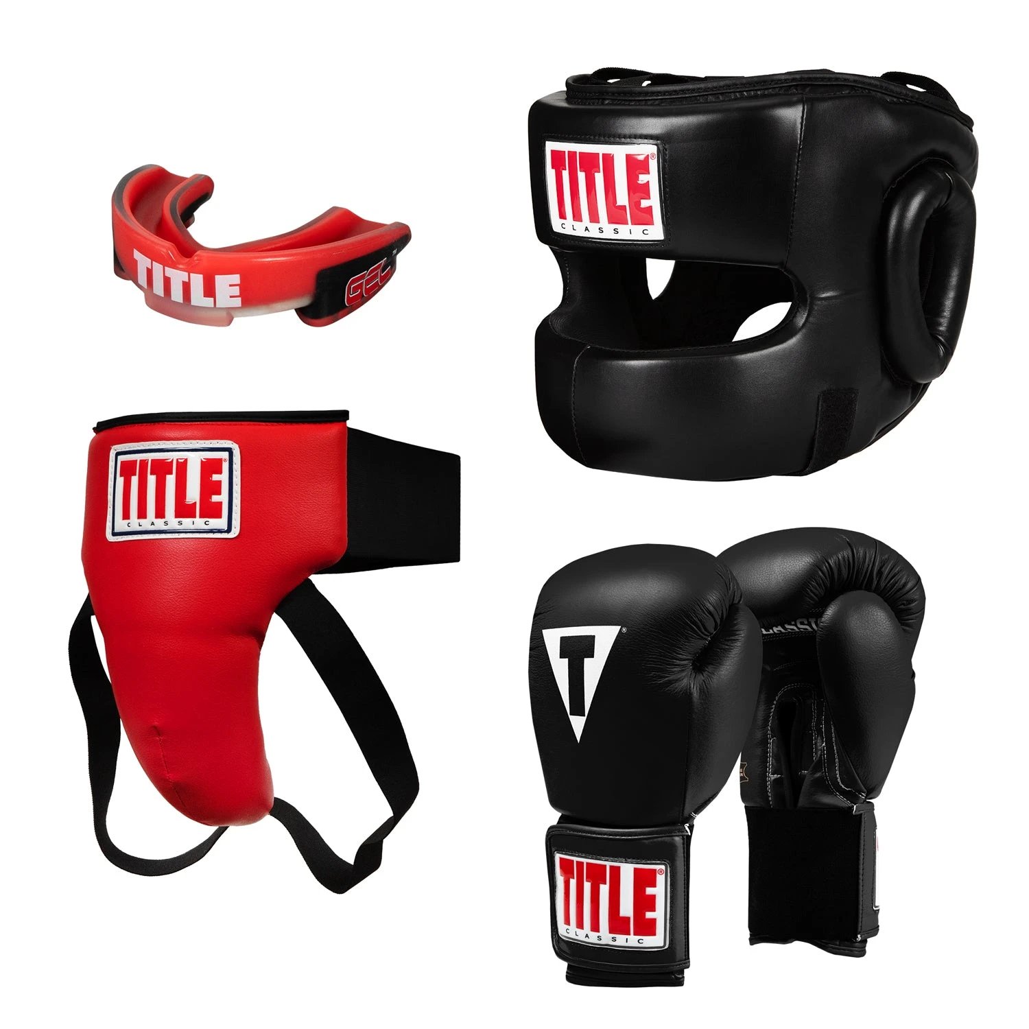 TITLE Boxing Black Classic Sparring Partner Bundle - 4-Piece Protective Gear Set 1 TITLE Boxing Black Classic Sparring Partner Bundle - 4-Piece Protective Gear Set