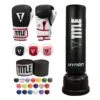 TITLE Boxing Home Conditioning Bundle - Gel World Bag Gloves, 180" Hand Wraps & Free-Standing Heavy Bag
