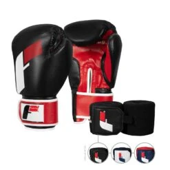 Fighting Sports Big Logo Bag Gloves and 180β Semi-Elastic Hand Wraps Bundle - Professional Training Set 26 Fighting Sports Big Logo Bag Gloves and 180β Semi-Elastic Hand Wraps Bundle - Professional Training Set -Title Boxing Store BNDL64 BK RD Fighting Sports Gloves and Wraps Bundle