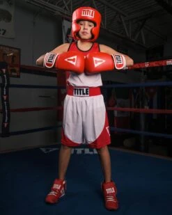 USA Boxing Official Amateur Competition Headgear – Blue with Cheek Protectors & 4-Layer Foam -Title Boxing Store CACHX RD
