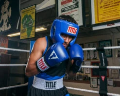 USA Boxing Official Amateur Competition Headgear – Blue with Cheek Protectors & 4-Layer Foam -Title Boxing Store CACHXBL 3 2