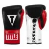 TITLE Boxing Black & Silver Pro Fight Lace-Up Gloves – Professional Genuine Leather Multi-Layered Protection