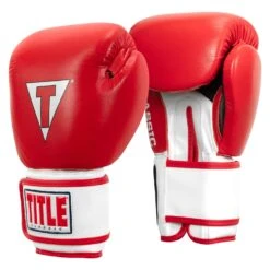 TITLE Classic Leather Super Bag Gloves 2.0 - Red and Black Cowhide Boxing Training Gloves -Title Boxing Store CSBGL2 RD WH BK 02