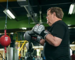 TITLE Boxing Fight Back Navy and Yellow Leather Boxing Gloves – Rock Steady Edition -Title Boxing Store FBBGLGR 2