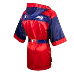 Fighting Sports Full-Length Boxing Robe - Black with White Trim - Professional Entrance Gear -Title Boxing Store FFLR RD BL 4