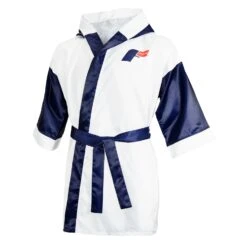 Fighting Sports Full-Length Boxing Robe - Black with White Trim - Professional Entrance Gear -Title Boxing Store FFLR WH BL 2
