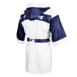 Fighting Sports Full-Length Boxing Robe - Black with White Trim - Professional Entrance Gear -Title Boxing Store FFLR WH BL 3