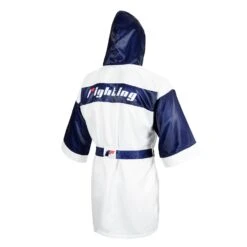 Fighting Sports Full-Length Boxing Robe - Black with White Trim - Professional Entrance Gear -Title Boxing Store FFLR WH BL 4