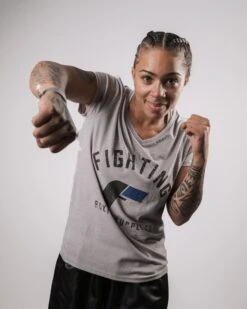 Fighting Women's Distressed V-Neck Tee -Title Boxing Store FSWTS14 GR