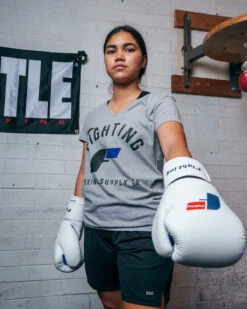 Fighting Women's Distressed V-Neck Tee -Title Boxing Store FSWTS14GR 1