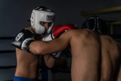 TITLE Boxing Black Leather Sparring Bundle – FTHG Headgear and Deluxe Groin Protector Plus 2.0 Set -Title Boxing Store FTHGWH TITLE Boxing Headgear and Groin Protector Bundle