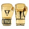TITLE Boxing Limited Edition Metallic Gold & White Pro Training Gloves – Genuine Leather Hook-and-Loop