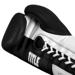 TITLE Boxing Great Official Pro Fight Boxing Gloves -Title Boxing Store GRPFG BK WH 5