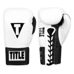 TITLE Boxing Great Official Pro Fight Boxing Gloves -Title Boxing Store GRPFG WH BK 1