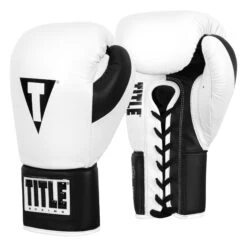 TITLE Boxing Great Official Pro Fight Boxing Gloves -Title Boxing Store GRPFG WH BK 2