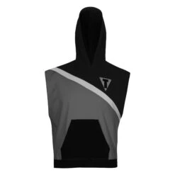 TITLE Boxing Split Combat Sleeveless Hoodie – Black and Grey Athletic Performance Training Vest -Title Boxing Store LTA10 BK GR 2