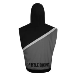 TITLE Boxing Split Combat Sleeveless Hoodie – Black and Grey Athletic Performance Training Vest -Title Boxing Store LTA10 BK GR 3