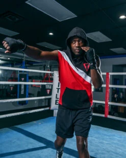 TITLE Boxing Split Combat Sleeveless Hoodie – Black and Grey Athletic Performance Training Vest -Title Boxing Store LTA10RDBK 3