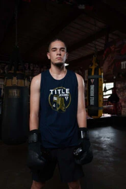 TITLE Boxing Black with White Logo Token Tank – Sleeveless Training Unisex Performance Top -Title Boxing Store LTA16NV