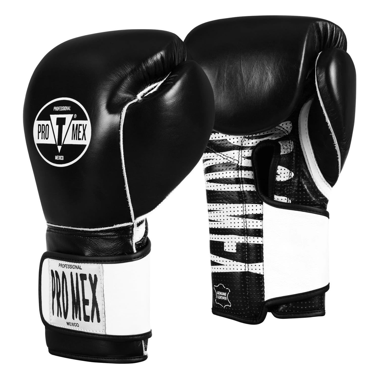 Pro Mex Black and White Professional Edge Training Boxing Gloves β Mexican Style Leather Hook-and-Loop Gloves 2 Pro Mex Black and White Professional Edge Training Boxing Gloves β Mexican Style Leather Hook-and-Loop Gloves - Image 2