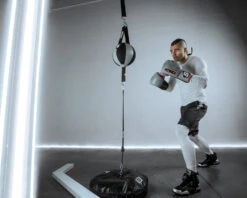 SCYntz Grey and Black 10-Inch Leather Double End Bag – 8-Panel Precision Speed Target -Title Boxing Store SCYDEBGRBK 1