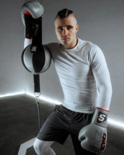 SCYntz Grey and Black 10-Inch Leather Double End Bag – 8-Panel Precision Speed Target -Title Boxing Store SCYDEBGRBK 2