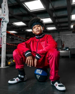 TITLE "Boxing Ain't Easy" Velour Warm Up -Title Boxing Store TB166RDBKWH 7 1