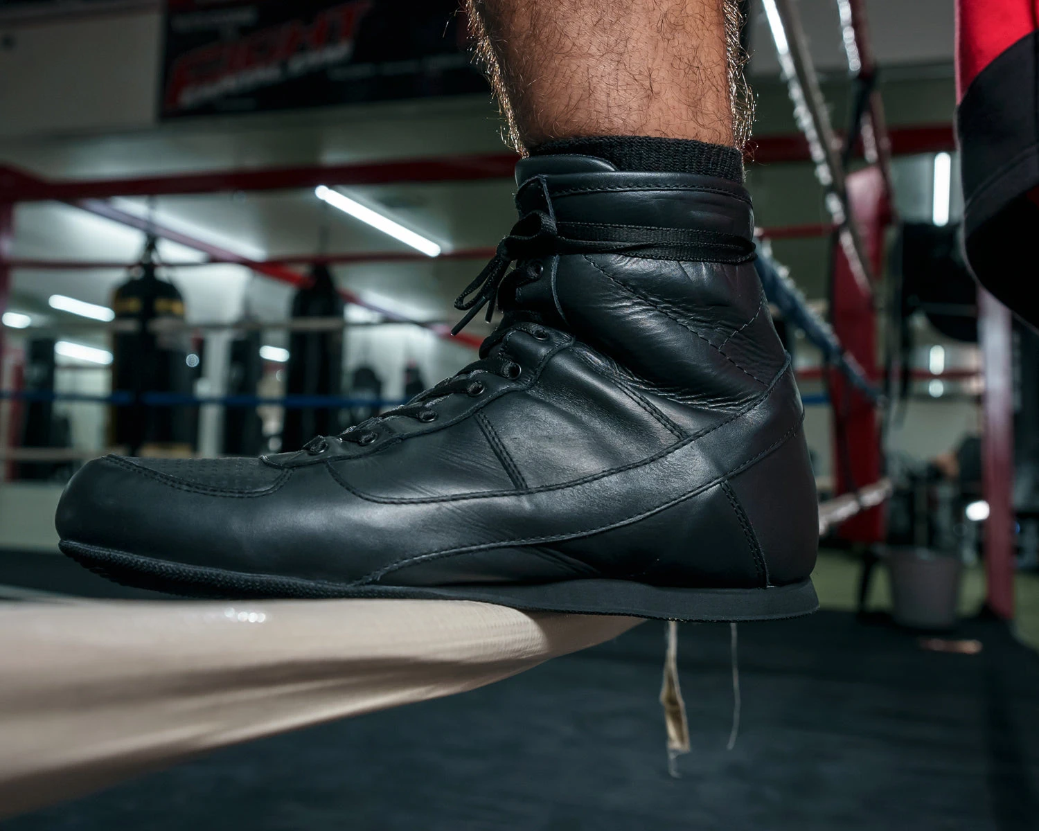TITLE Boxing Black All-Leather Old School Series β 7-Inch Vintage Boxing Shoes 2 TITLE Boxing Black All-Leather Old School Series β 7-Inch Vintage Boxing Shoes - Image 2