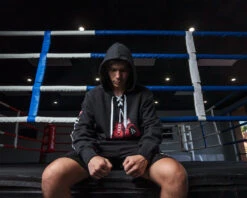 TITLE Boxing Black Original Hanging Gloves Lace-Up Fleece Hoodie – Vintage Graphic Pullover -Title Boxing Store THD28BK 2