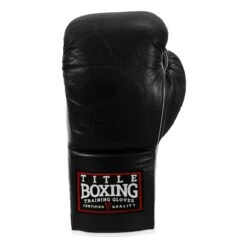 TITLE Boxing Old School Leather Lace-Up Sparring Boxing Gloves 17 TITLE Boxing Old School Leather Lace-Up Sparring Boxing Gloves -Title Boxing Store TITLE Boxing Old School Leather Lace Up Sparring Gloves front view OSLSG BK 3
