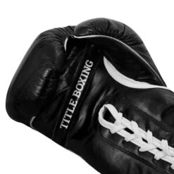 TITLE Boxing Old School Leather Lace-Up Sparring Boxing Gloves 19 TITLE Boxing Old School Leather Lace-Up Sparring Boxing Gloves -Title Boxing Store TITLE Boxing Old School Leather Lace Up Sparring Gloves palm view OSLSG BK 5