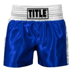 TITLE Boxing Professional Women’s Satin Striped Boxing Trunks -Title Boxing Store TPBTW2 BL WH 2