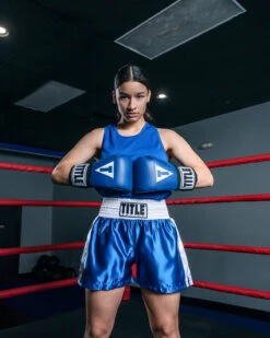 TITLE Boxing Professional Women’s Satin Striped Boxing Trunks -Title Boxing Store TPBTW2BLWH 3