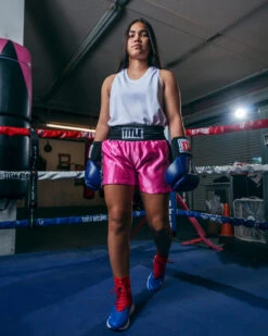 TITLE Boxing Professional Women’s Satin Striped Boxing Trunks -Title Boxing Store TPBTW2PK 1