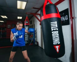 TITLE Boxing Pro Style 3.0 Leather Training Gloves - Black/White Professional Hook-and-Loop -Title Boxing Store TVVTG3BL 2