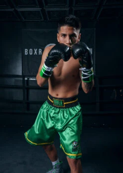 WBC By TITLE Boxing Professional Boxing Trunks - WBC Green Waistband Poly-Satin Competition Shorts -Title Boxing Store WBCBTGR 3