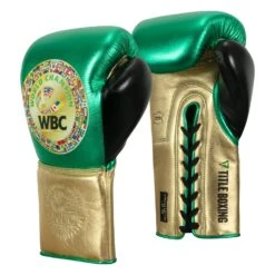 WBC By TITLE Boxing Green Belt Sparring Gloves -Title Boxing Store WGBSG GN GD BK 2