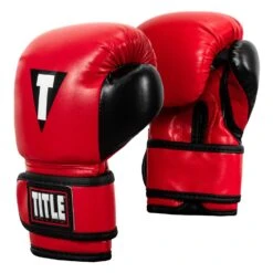 TITLE Boxing Youth 4 oz Bag Gloves – Black/Red Synthetic Leather Training Mitts -Title Boxing Store YTBBG RD BK 02
