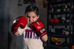 TITLE Boxing Youth 4 oz Bag Gloves – Black/Red Synthetic Leather Training Mitts -Title Boxing Store YTBBGRD BK