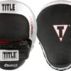 TITLE Boxing Aerovent Anarchy Leather Punch Mitts - Black/White Contoured Focus Pads