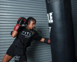 TITLE Boxing All Heart Bag Gloves 2.0 - White/Red/Black Genuine Leather GEL Training Gloves -Title Boxing Store ahabg2 bk rd 3 1