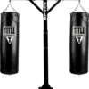TITLE Boxing Adjustable Heavy Duty Double Bags Stand – Dual Heavy Bag & Double End Bag Steel Floor Mount Station
